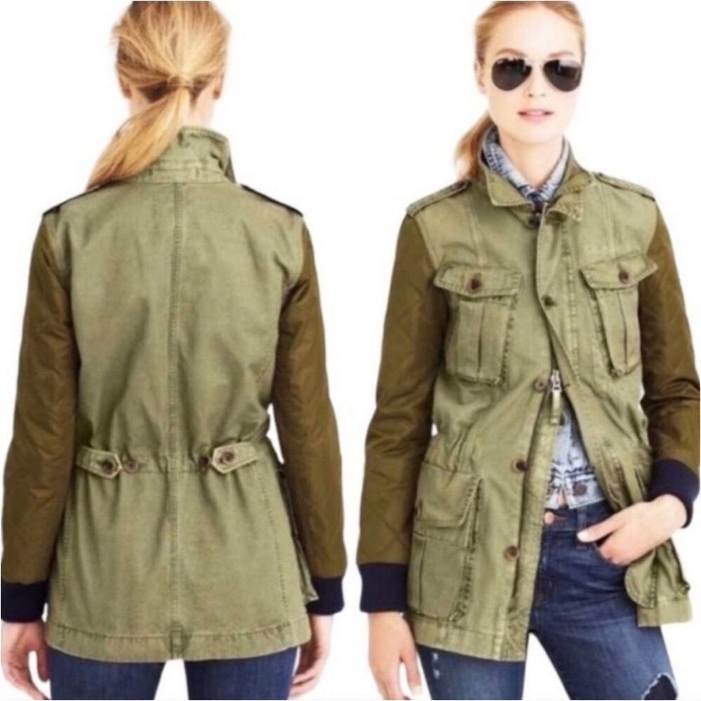 J. Crew Quilted Sleeve Boyfriend Fatigue Field Utility Jacket, XS - Picture 1 of 9